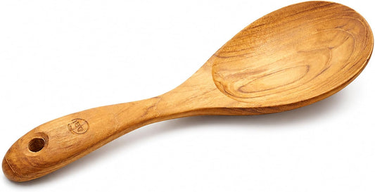 FAAY 9” Rice Paddle, Serving Spoon, Versatile Cooking Spoon – Handcraft from High Moist Resistance Golden Teak Wood | Durable, Healthy, Ergonomic Handle for Non Stick Cookware