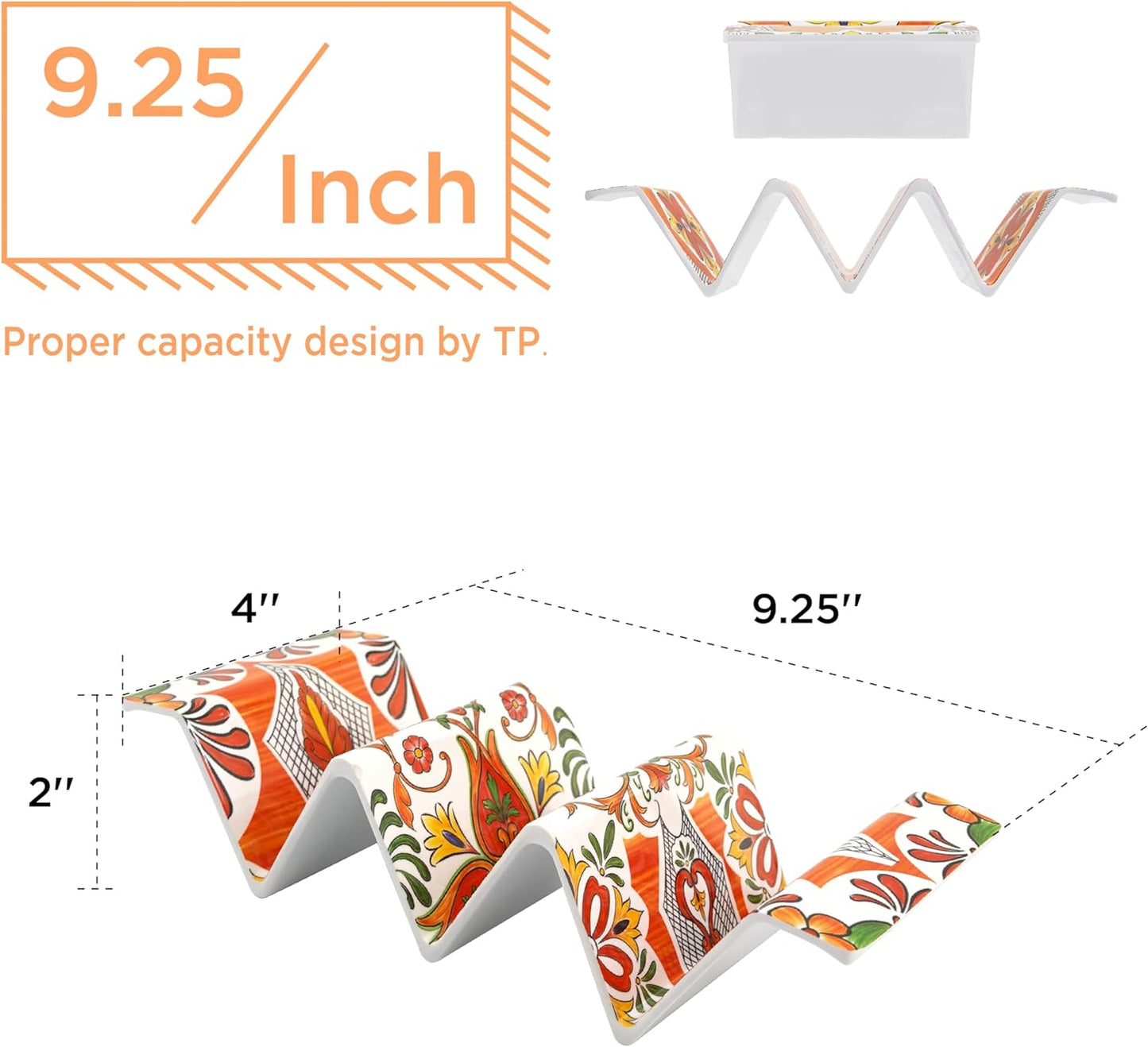 TP Taco Bar Serving Set, Taco Tuesday Kit with Lazy Susan Tray, 2 Taco Holders, Melamine Platter for Nachos, Burritos, Fajitas for Fiesta & Party, Talavera Bloom