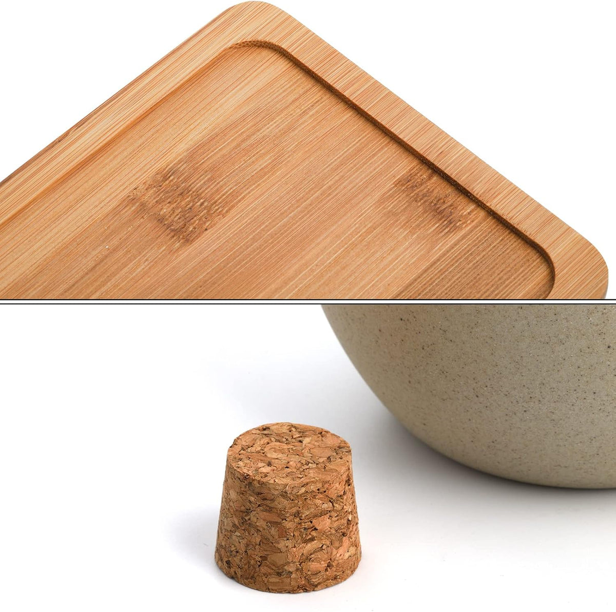 Elsjoy Set of 2 Ceramic Oil Vinegar Dispenser with Cork and Tray, 15 Oz Tabletop Oil Bottles Soy Sauce Jar, Decorative Olive Oil Stoneware Holder Vinegar Container for Kitchen
