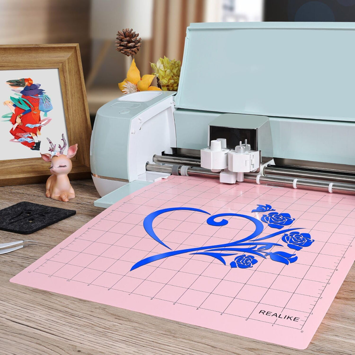 REALIKE 12x12 Light Cutting Mat Compatible with Cricut Maker 3/Maker 4/Maker/Explore 3/4/Air 2/Air/One(3 Mats), Gridded Adhesive Non-Slip Cut Mat for Crafts, Quilting, Sewing and All Arts