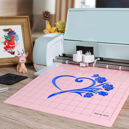 REALIKE 12x12 Light Cutting Mat Compatible with Cricut Maker 3/Maker 4/Maker/Explore 3/4/Air 2/Air/One(3 Mats), Gridded Adhesive Non-Slip Cut Mat for Crafts, Quilting, Sewing and All Arts