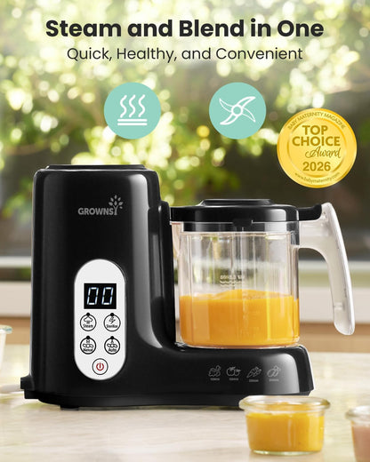 Grownsy Baby Food Maker, Steamer & Blender Baby Food Processor, White