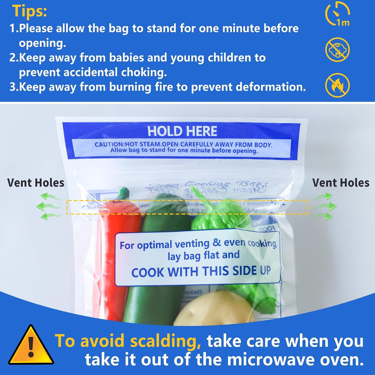 Microwave Steamer Bags 7.9 X 8.6 Inch Zipper Steam Cooking Bags Reusable Microwave Cooking Bag for Vegetables Potatoes and Meat (100)