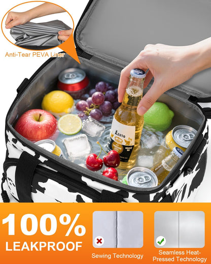 Pritent Lunch Box For Men Women Double Deck Insulated Lunch Bag For Men Woman Leakproof Expandable Cooler Bag with Adjustable Shoulder Strap for Kids Shool Work Picnic Camping(Beige,Large)