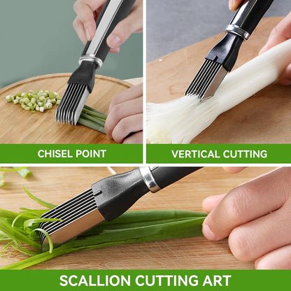 Green Onion Shredder, Stainless Steel Chopped Green Onion Knife, Professional Scallion Shredding Tool, Kitchen Tool Slice Cutlery Vegetable Cutter Sharp Scallion Cutter Shred Knife (1)