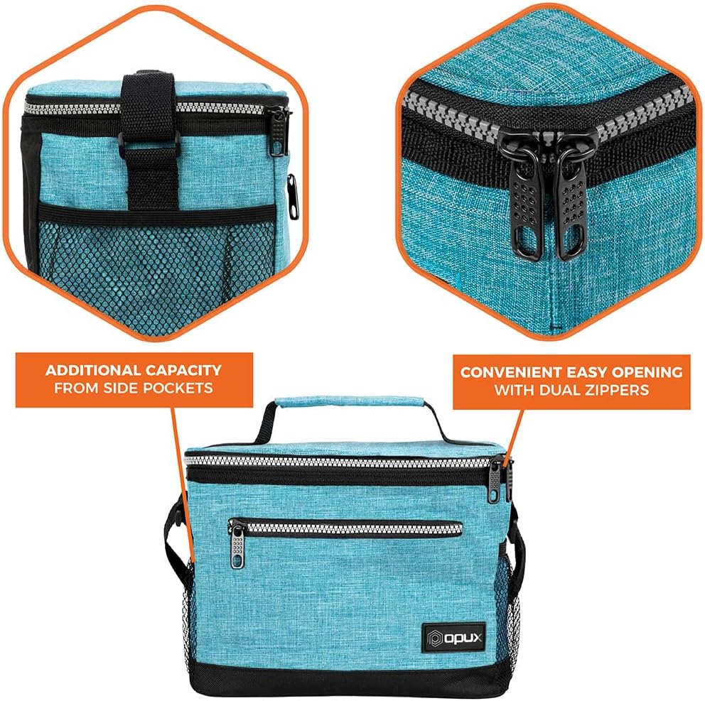 opux Insulated Lunch Box Men Women, Lunch Bag for Work School, Leakproof Soft Cooler Tote Adult, Large Lunch Pail Kids Boys Girls, Picnic Beach Food Bag with Shoulder Strap, Purple Floral