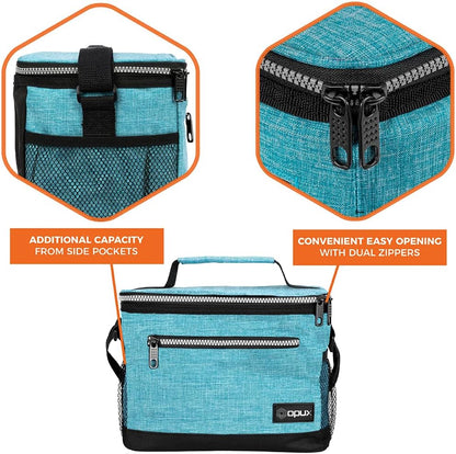 opux Insulated Lunch Box Men Women, Lunch Bag for Work School, Leakproof Soft Cooler Tote Adult, Large Lunch Pail Kids Boys Girls, Picnic Beach Food Bag with Shoulder Strap, Purple Floral