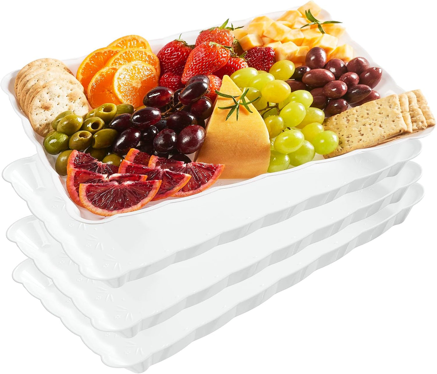 Plasticpro Plastic Serving Trays - Serving Platters Rectangle 9X13 Disposable Party Dish 4 Black Trays
