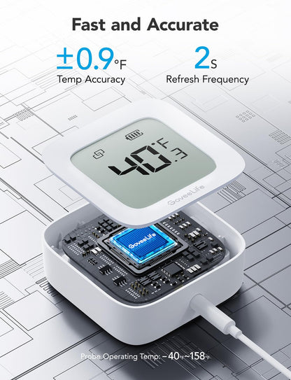 GoveeLife Bluetooth Refrigerator Thermometer with LCD Disaplay