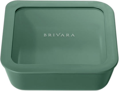 Ceramic Coated Glass Food Storage Container | No PTFE, PFOA, PFAS, and BPA | Reusable Non Toxic Meal Prep Container with Glass Lid | Easy To Store | 3 Cup Rectangle [Onyx]