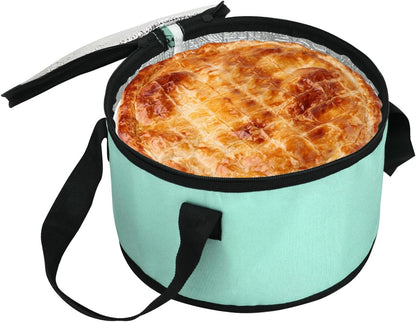 Insulated Cooler Pie Carrier Round Thermal Casserole Carrier,Polyester Fabric Cooler Lunch Bag for Hot or Cold Food transport,Large Size (Purple, Diameter 11 inches)
