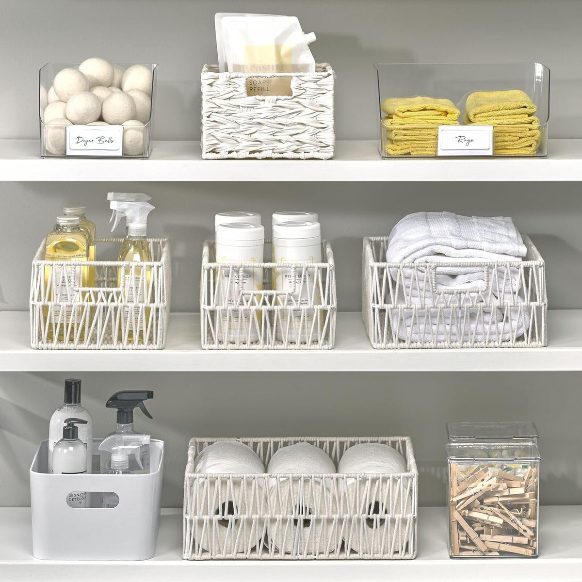 mDesign Wide Plastic Kitchen Food Storage Organizer Bin Basket with Open Front and Built-In Label Holder for Cabinets, Pantry - 12 Inch Width - 4 Pack - Clear