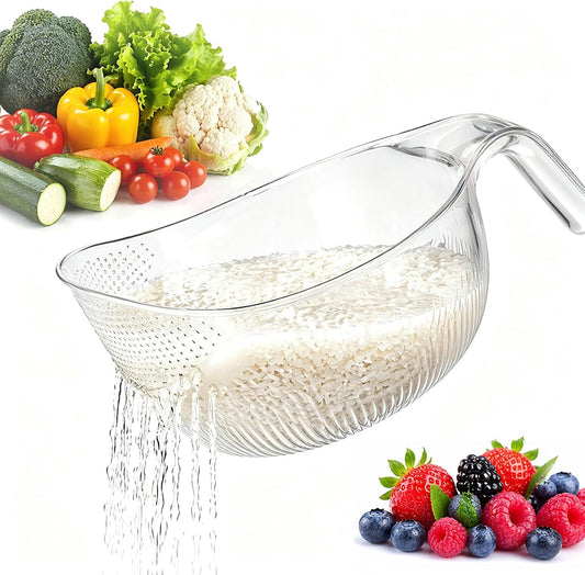 Multipurpose Rice Rinser Strainer with Handle for Rice, Fruits, Beans