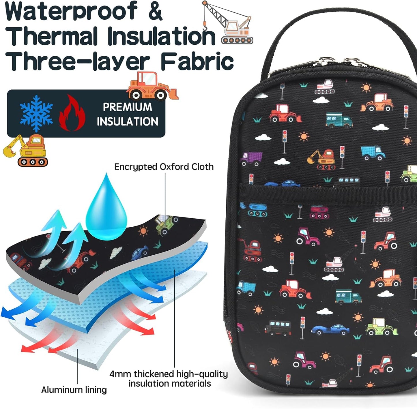 Yelocota Small Insulated Lunch Bag- Snack Bag- Mini Cooler Bag with Handle for Travel,Work,School(Storage Space below 20oz)- Also Suitable for Pairing with Food Jar