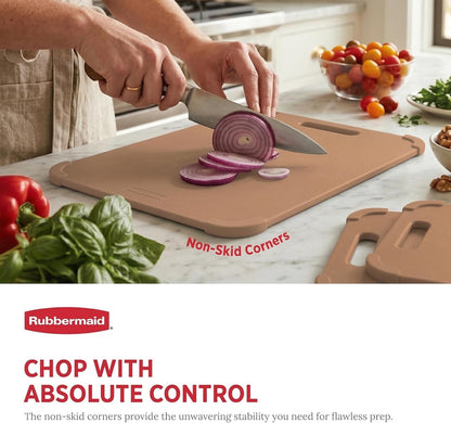 Rubbermaid 3pc Reversible Wheat Fiber Cutting Board Set | Cutting Boards for Kitchen – Dishwasher Safe, Non-Slip Corners, Lightweight & Easy To Store- Large Cutting Board for Meat, Veggies & Fruits