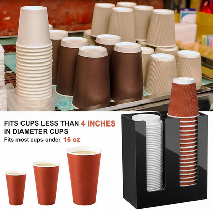 Coffee Cup Dispenser, Cup and Lid Organizer fits 5 to 16 oz Disposable Cups