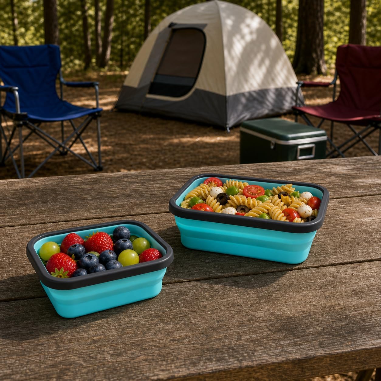Guyuyii 4 Pack Space-Saving Collapsible Food Storage Containers with Lids | 12/17/27/40 oz Food-Grade Silicone Set for RV, Camping, Meal Prep, Small Kitchens - Microwave/Freezer/Dishwasher Safe