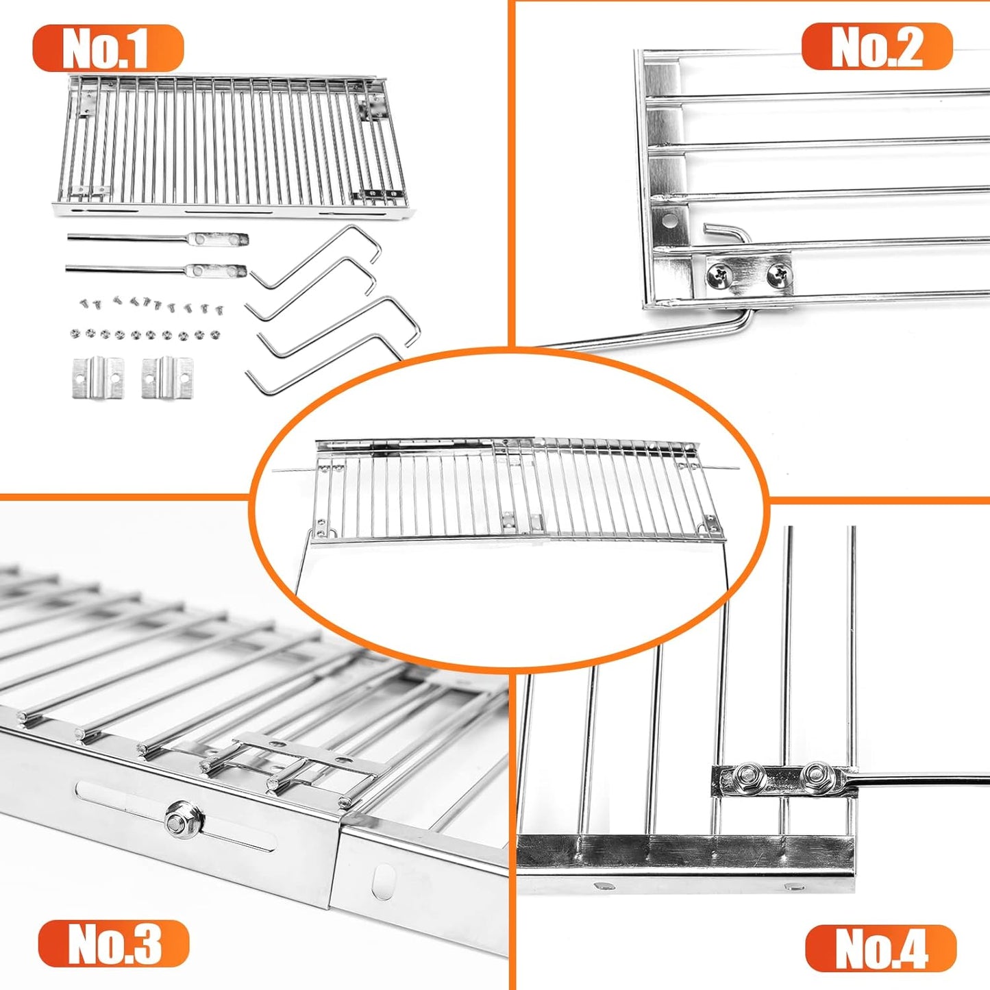 Utheer 2-Pack Griddle Warming Rack for Blackstone 28" Griddles, Stainless Steel Flat Top Grill Accessories | Reversible Rack Adds Prep Space, Foldable Clip-On Design Expands Cooking & Holding Area