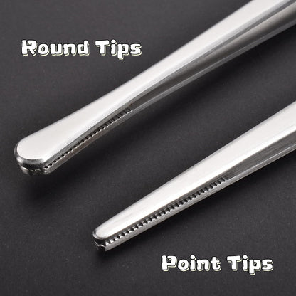 Tweezer Tongs, 12-Inches Stainless Steel Food Cooking Tongs for Kitchen Cooking BBQ Grilling Meat,Set of 2 (Cooking Tweezer 12inch 2p)