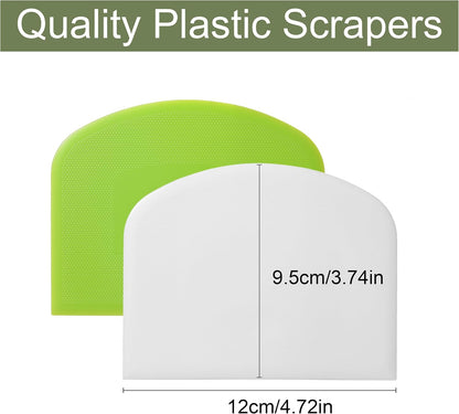 4 Pcs Bench Scraper,Dough Scraper,Versatile Kitchen Scraper Set for Pastry Bread Pizza Cake