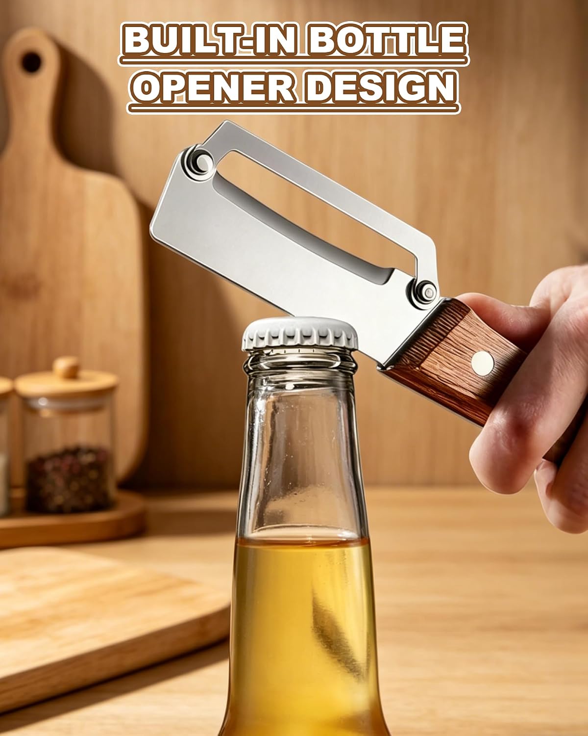 Vegetable Peeler with Wooden Handle and Bottle Opener,2026 Upgrade Multifunctional Stainless Steel Peeler,Vegetable Peeler for Kitchen,Suitable for Vegetables or Fruits that Need to Be Peeled(2PCS)