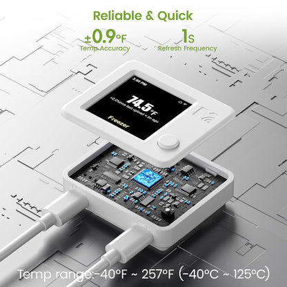 MOCREO WiFi Freezer Alarm Refrigerator Thermometer, App & Email Alerts