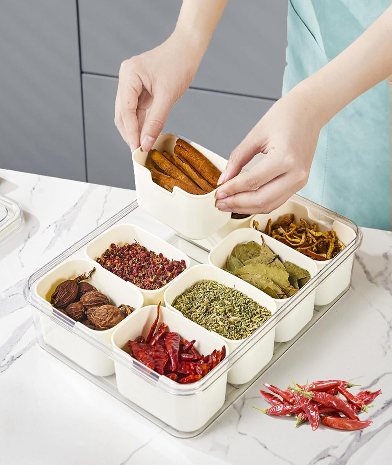 1Pack Divided Serving Tray with Lid and Handle Snack Tray with Lid Picnic Charcuterie Fruit Tray Candy Container Picnic Charcuterie Travel Box for Snacks (1)