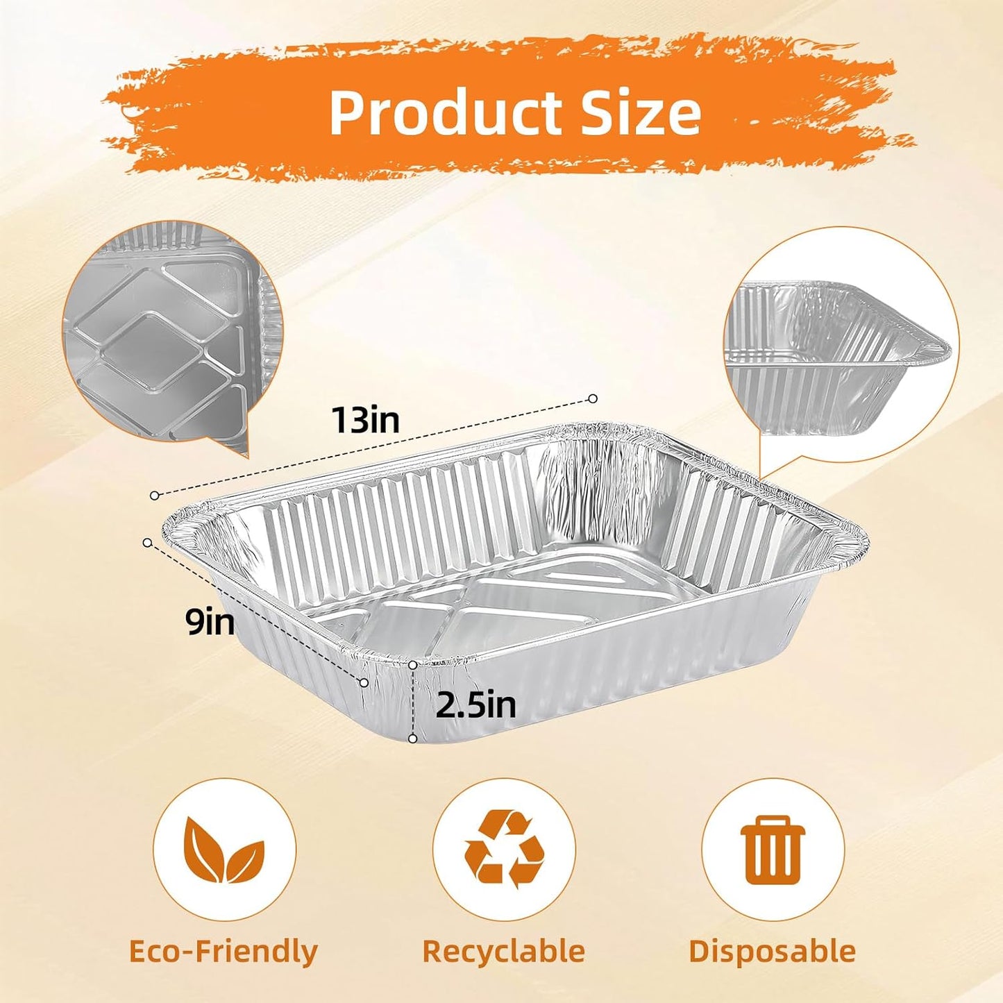 20 Pack 9x13 Aluminum Foil Pans with Lids - Heavy Duty Disposable Baking Pans, Oven Safe Steam Table Trays for Cooking, Meal Prep, Catering, Party, Food Storage & Transport - Silver, 2.5" Deep