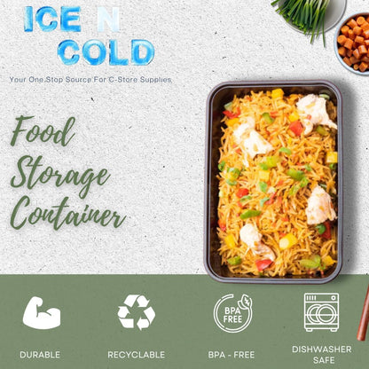 Reusable To-Go Food Meal Prep Storage Containers with Leak Proof Snap Lids 58oz | 1715ml | 50-Pack