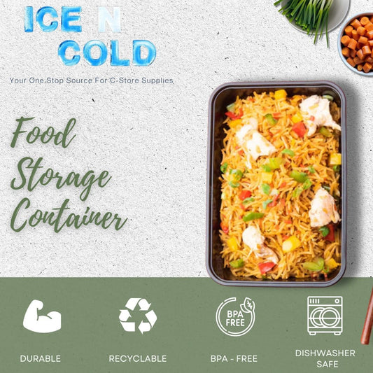 Reusable To-Go Food Meal Prep Storage Containers with Leak Proof Snap Lids 58oz | 1715ml | 50-Pack