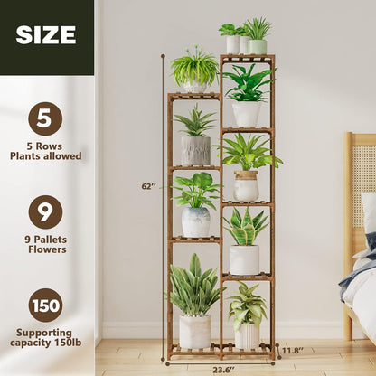 Bamworld Plant Stand Indoor Plant Shelf Outdoor Wood Plant Rack