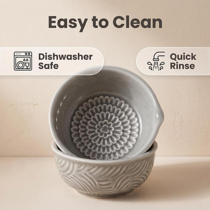 Ceramic Ginger Grater Bowl with Herb Stripper- Efficient Kitchen Tool