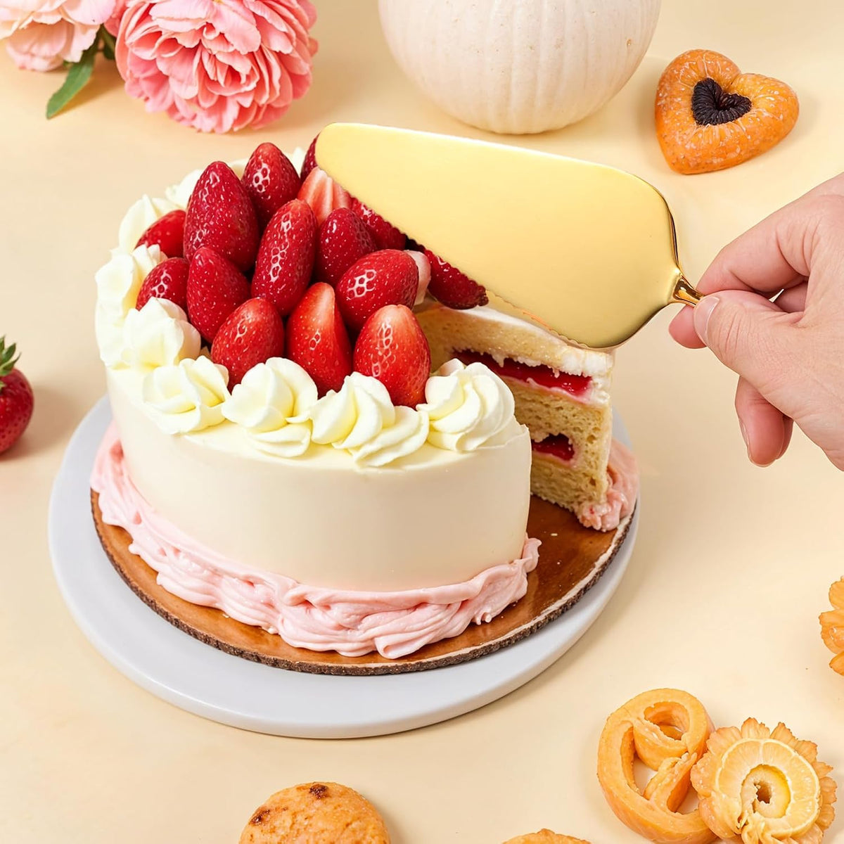 20 Pcs Pie Server Pizza Server Spatula Stainless Steel Cake Pie Pastry Professional Utensil for Pizza Dessert Cheese Cutting, 9 Inches, gold