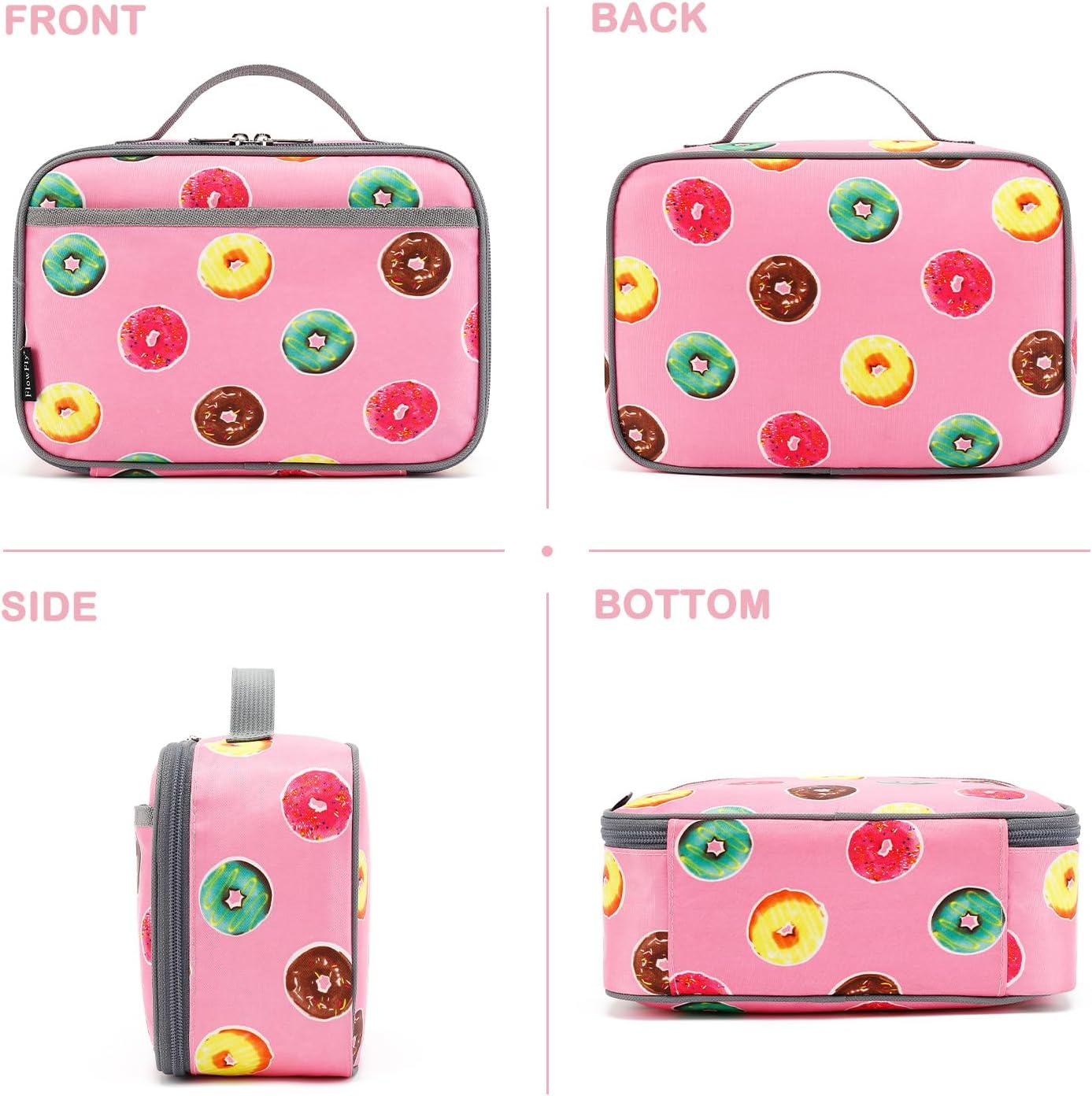 FlowFly Kids Lunch box Insulated Soft Bag Mini Cooler Back to School Thermal Meal Tote Kit for Girls, Boys, Astronaut - Colors B