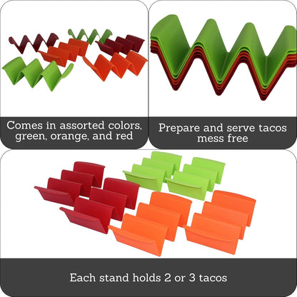 IMUSA 6pc Taco Holder Set, Red/Orange/Green