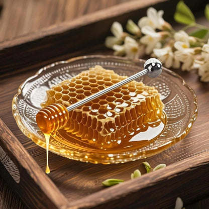 NiceGo Honey Dipper. Premium 304 Stainless Steel Honey Dipper Set, 6.3 Inch Kitchen Stirrer, 2 Pack Deep-Groove Honeycomb Sticks for Syrup, Molasses, and Sauces, Dishwasher Safe. 2 PCS in One Box.