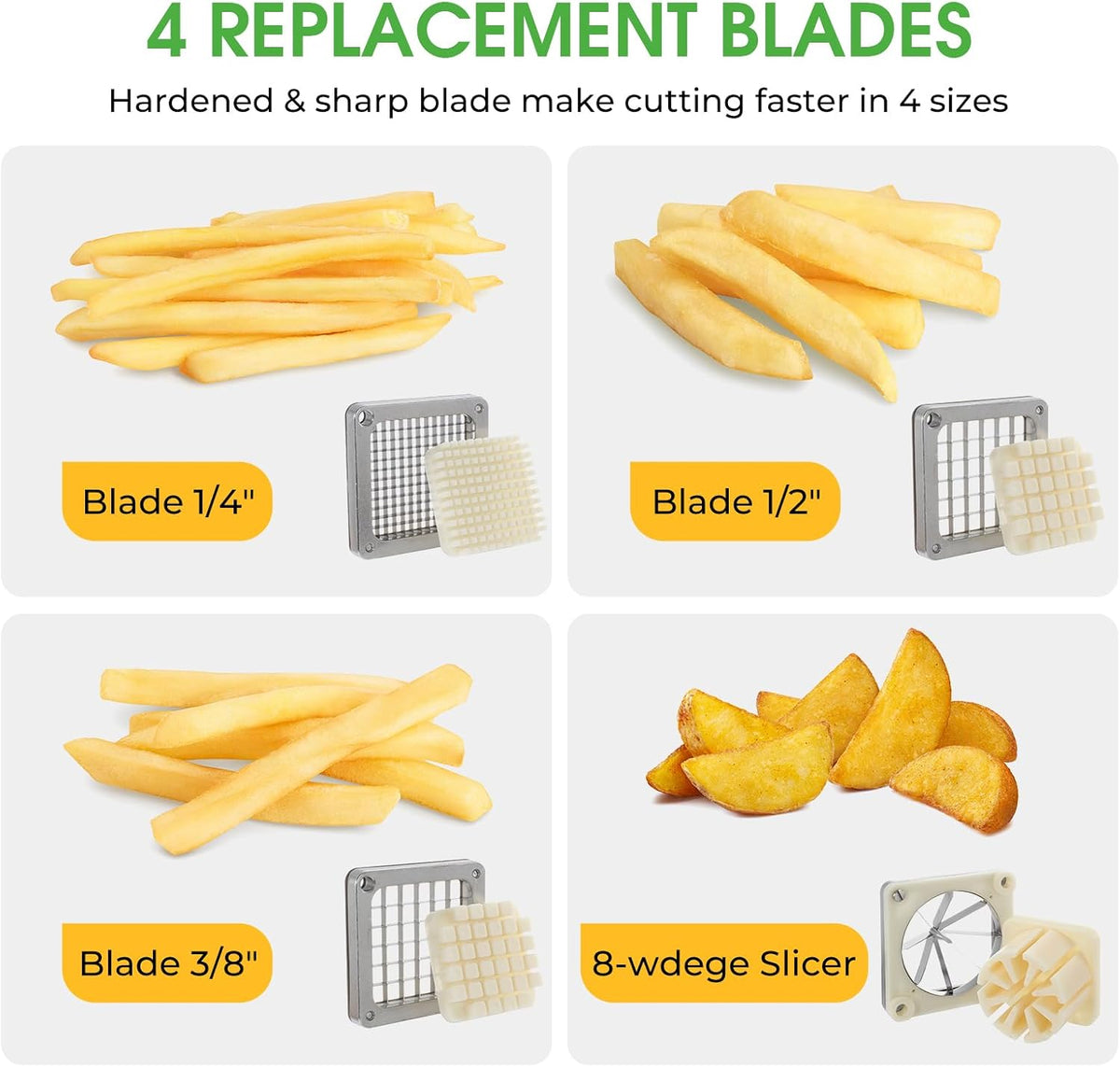 4-in-1 Commercial French Fry Cutter, 4-Blade Vegetable Chopper