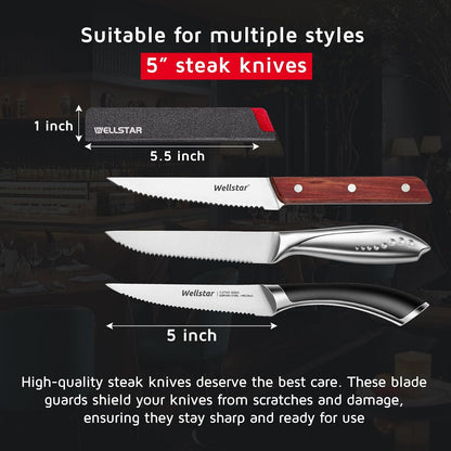 WELLSTAR Knife Edge Guards 8 Inch, Universal Blade Covers, BPA Free ABS Protective Blade Sheaths, Non-Scratch Felt Lining Kitchen Knives Covers (Knives not included)