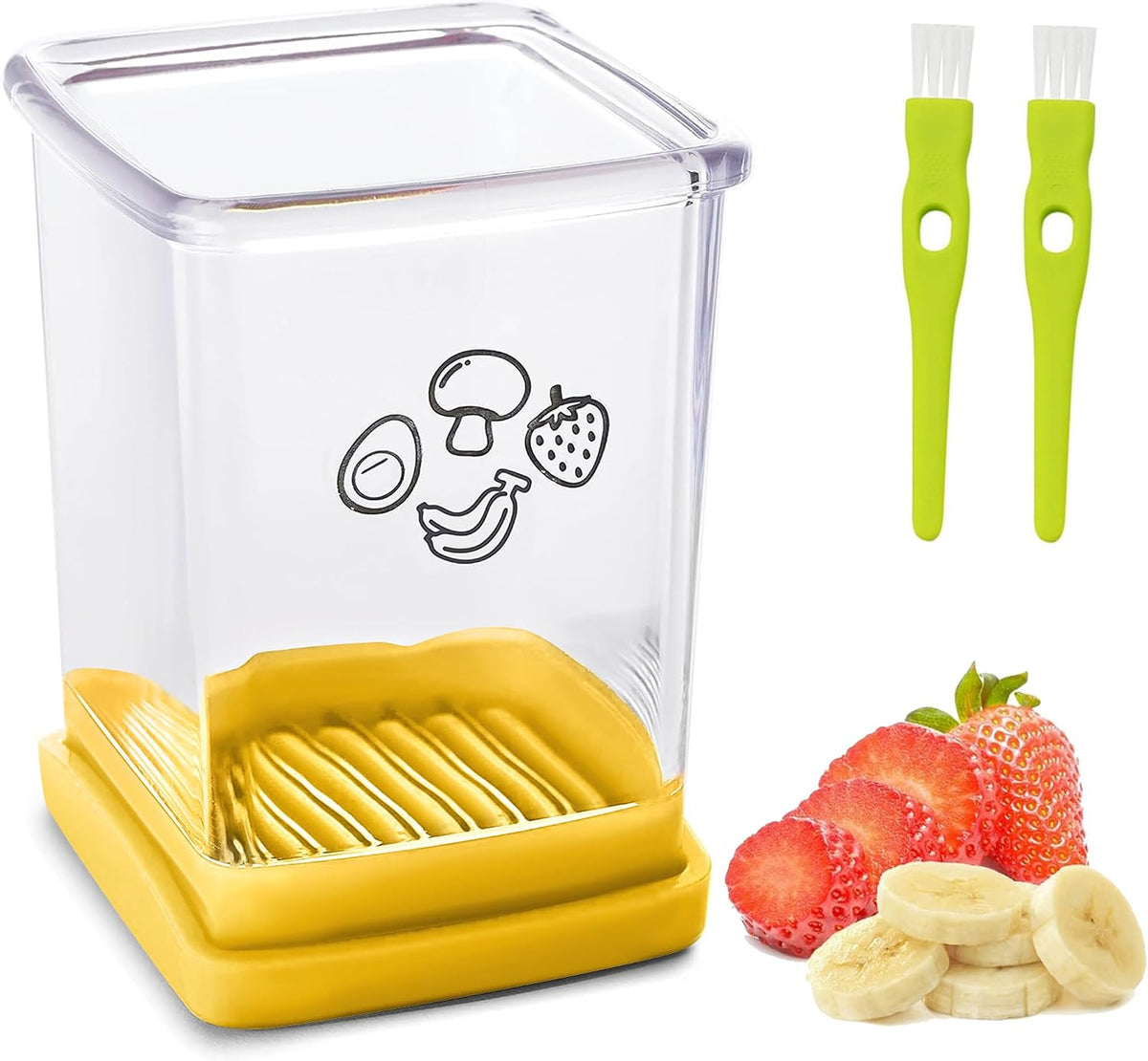 Fruit Slicer Cup | Strawberry Slicer | Stainless Steel Strawberry & Vegetable Slicer with Push Plate - Quickly Makes Fruit & Veggie Salad - Must Have Kitchen Gadget