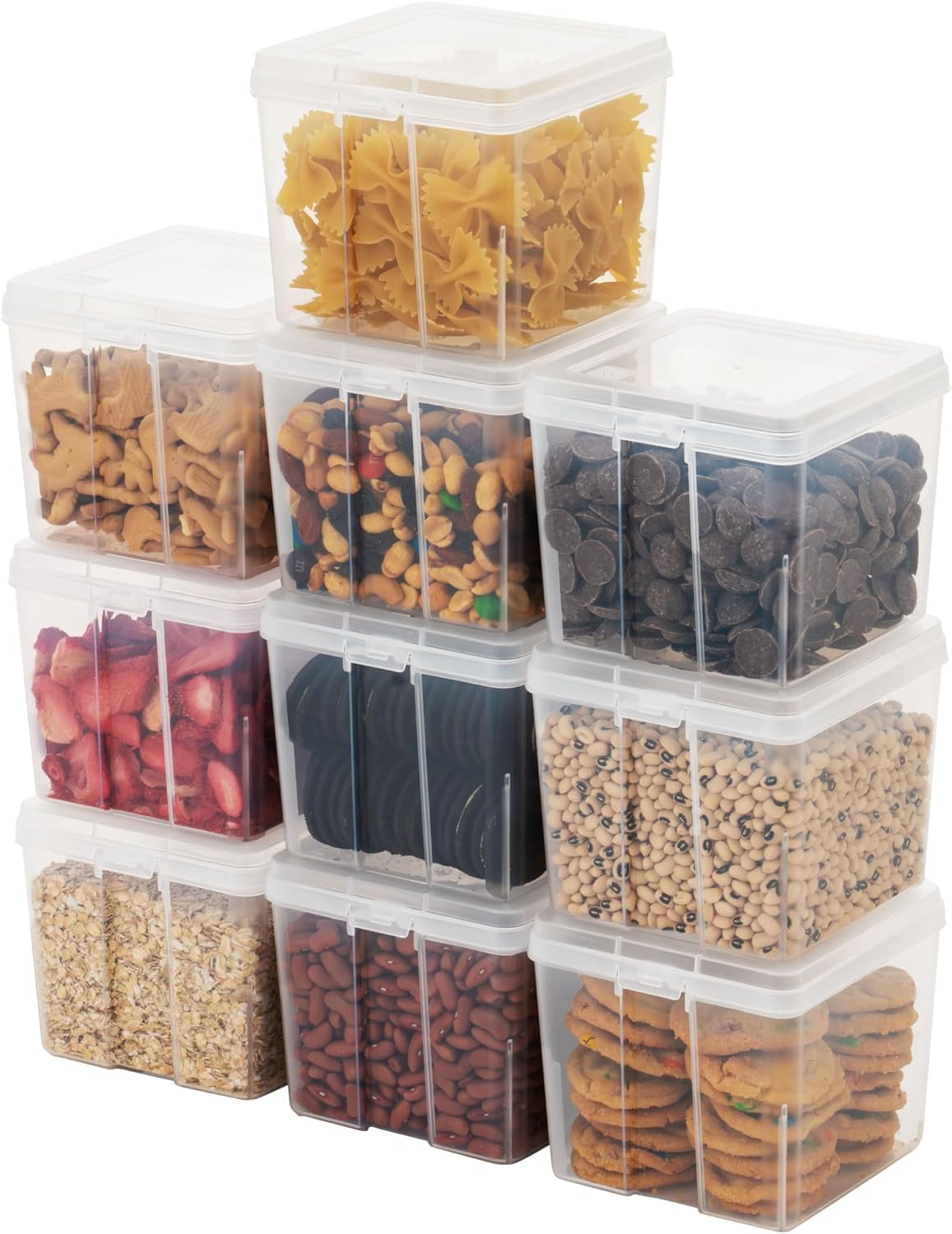IRIS USA Vertical Storage Bins with Lids |Made in USA| Flip Top Containers for Organizing Pantry, Office, Craft, and Study Supplies - Small (10-Pack)