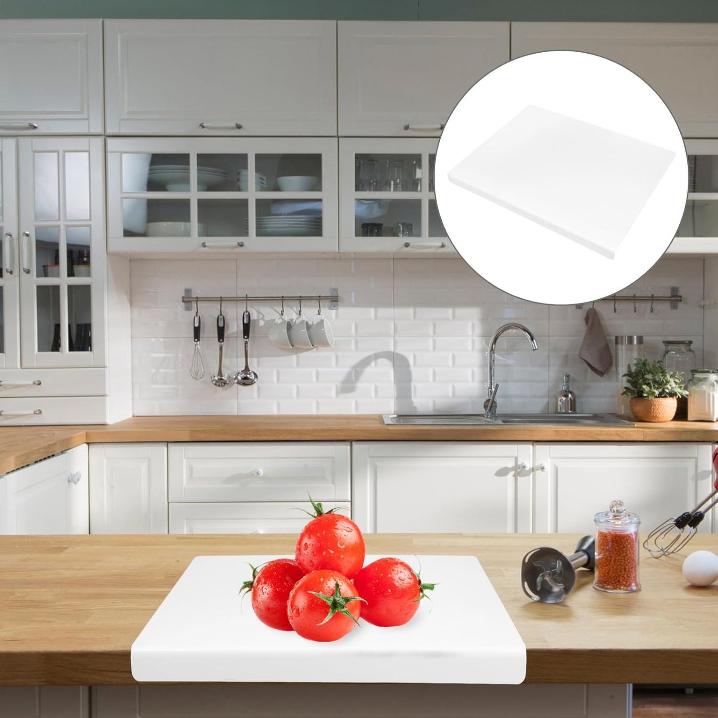 DOITOOL Acrylic Non-slip Cutting Board 16.7x12.8 Inch Oversized Kitchen Chopping Mat for Vegetables Fruits and Pastry Dough Rolling, White 3mm Thick Countertop Serving Platter