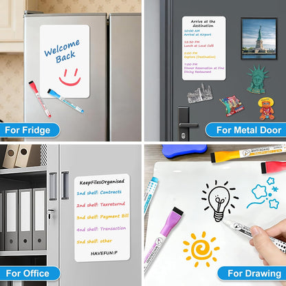 Magnetic Whiteboard for Fridge, 20" x 13" Dry Erase Board Set with Markers & Eraser, Strong Magnet & Stain-Resistant Surface, Fridge Calendar for Notes, Grocery List, Meal Planning & Family Schedule