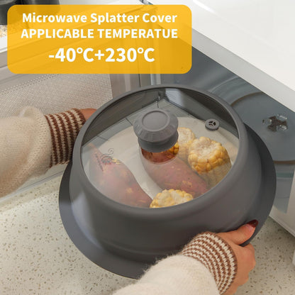 Collapsible Microwave Splatter Lid with Vented Tempered Glass Cover Wok Lid for Microwave Safe, Stockpot Steamer Pot Pan Round Bowl 6" 7" 8" 9" 10" 11" 12" Universal Multifunction Silicone Cover