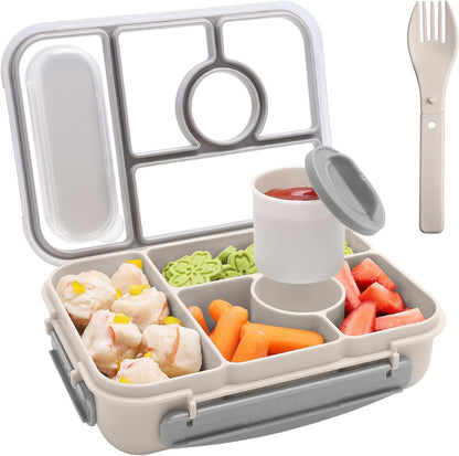 Amathley Bento Box Adult Lunch Box Kids,Lunch Containers for Adults/Kids/Toddler,5 Compartments Bento Lunch Box with Sauce Vontainers,Microwave & Dishwasher & Freezer Safe,BPA-Free (Blue)