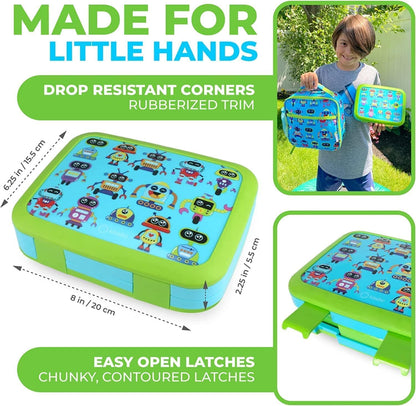 Bento Box with Stainless Steel Thermo, Insulated Lunch Bag, Ice Pack Set for Kids - 5 Compartments, Lunches or Snack Container for Girls, Toddlers Daycare Pre-School, Kindergarten Purple Unicorn