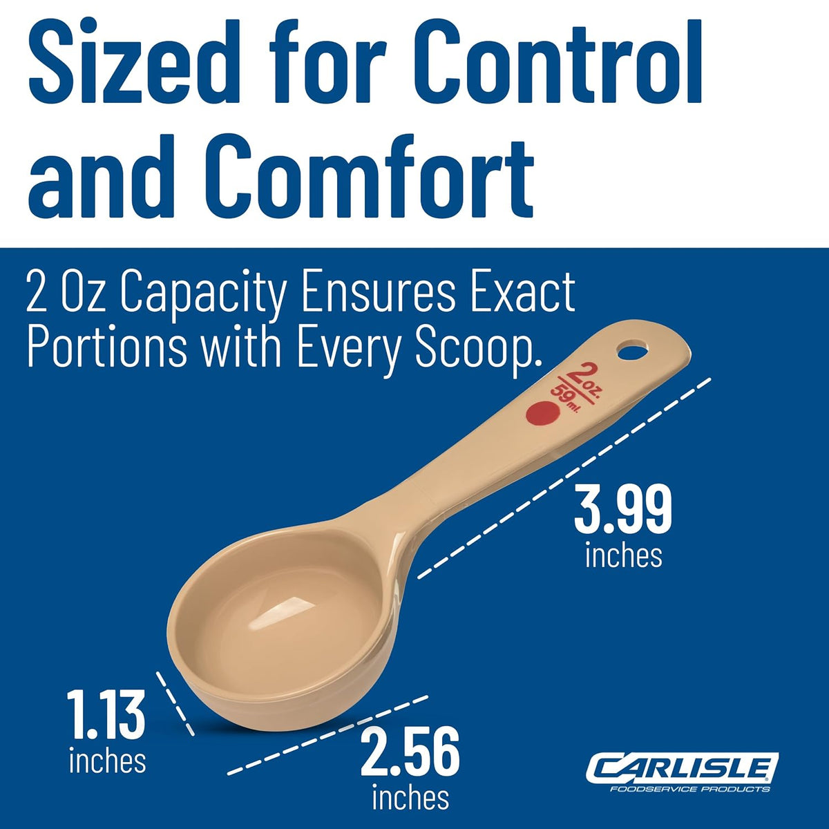 Carlisle FoodService Products Measure Miser Solid Spoon Measuring Spoon with Short Handle for Kitchens, Plastic, 4 Ounces, Beige
