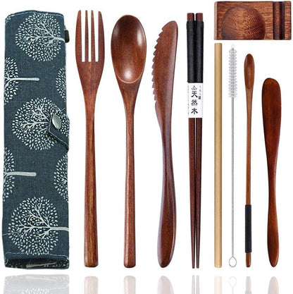 Travel Utensils Set with Case Reusable Stainless Steel Silverware Flatware Set 9 Pcs Portable Cutlery Eating Utensils Set for Lunch Boxes Workplace Camping School, Dishwasher Safe (Multi)