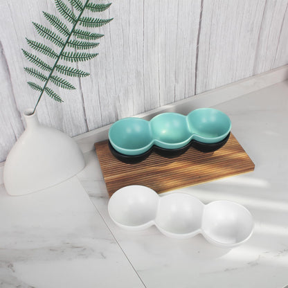 Ceramic 10.9 Inch Chips and Dip Set, Chips and Dip Divided Tray, Moisture Proof Cereal Bowl (for Salad, Pasta, Fruit, Sauce), Divided Moisture Proof Cereal Bowl Buffet Bowl Set