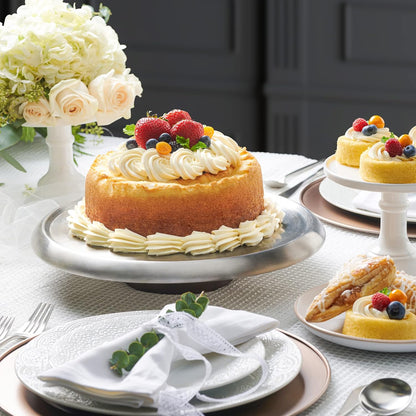 Chip and Dip Serving Set - Stainless Steel Appetizer Tray w/Shrimp Cocktail Platter & 13 Inch Round Cake Stand - Stylish & Versatile Kitchen Accessory for Displaying Desserts