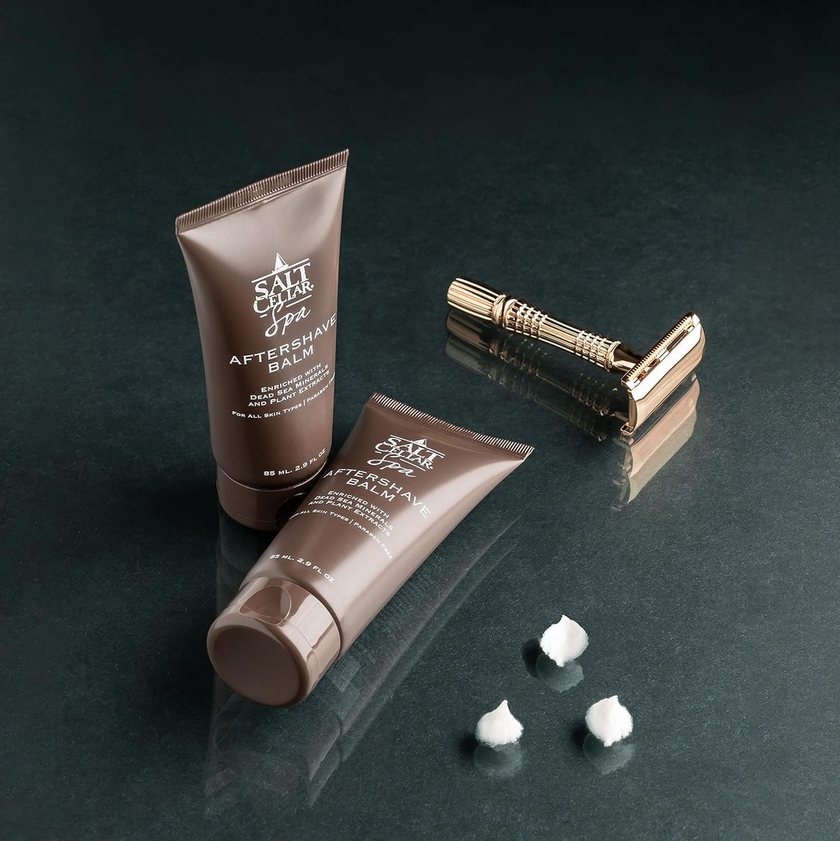 Salt Cellar Dead Sea Aftershave Balm – All-Natural Men’s After Shave with Botanical Extracts. Soothes Razor Burn, Hydrates Skin, and Absorbs Fast. Paraben-free. (Dead Sea Minerals)